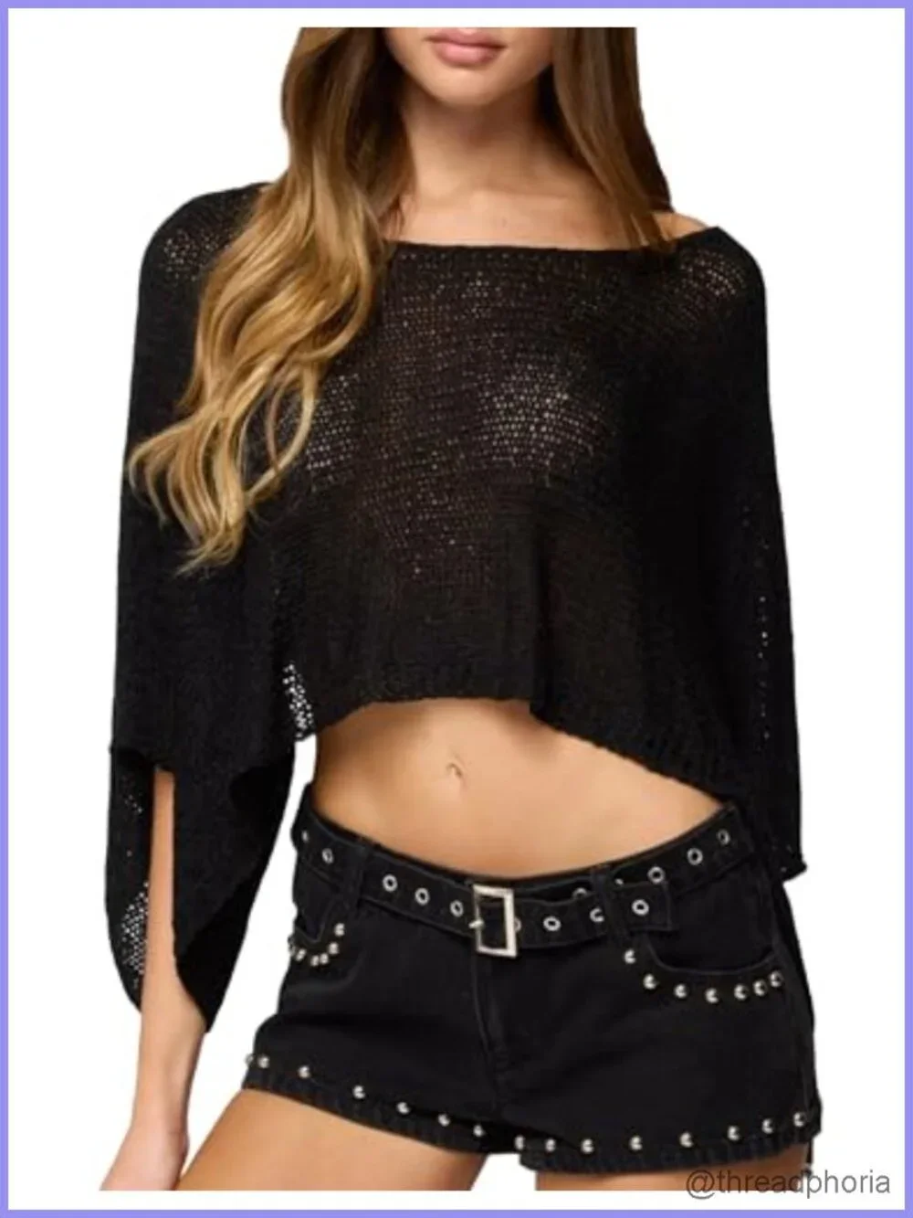 Women's Crochet Sheer Poncho Top Knit Mesh Wrap Shawl Cover Up